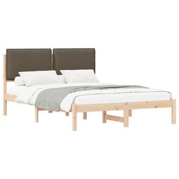 Estructura De Cama Con Cabecera Tapizada Taupé 140 X 200 Cm Vidaxl