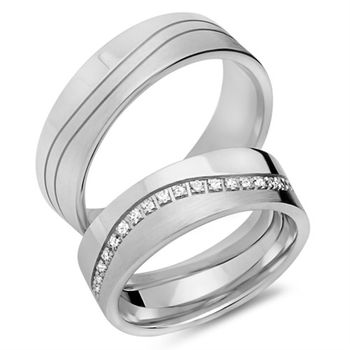 Alianzas 8 quilates oro blanco 33 diamantes