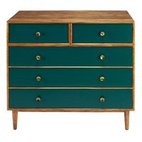 comoda de acacia maciza con 5 cajones verde 100 cm