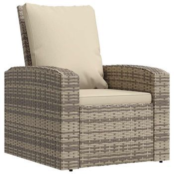 Sillón Reclinable Jardín | Silla De Jardín | Silla De Exterior Y Cojines Ratán Sintético Marrón Claro