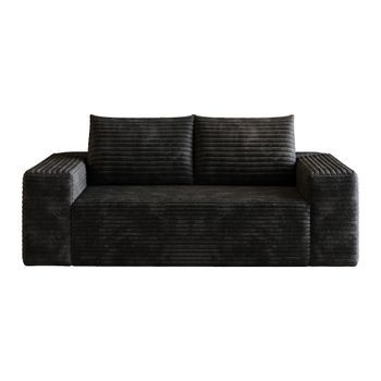 Sofá Modular 180cm Sin Montaje Con Asiento Profundo, Sofá De Pana Negro