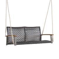costway banco columpio de exterior con 2 asientos columpio de ratan pe columpio para portico veranda patio jardin balcon 131 x 68 x 54 cm marron