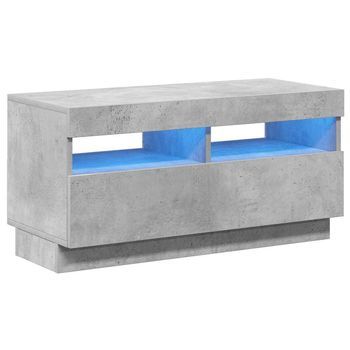 Mueble Tv | Mueble De Salón | Armario Tv Con Luces Led Gris Hormigón 80x35x40 Cm