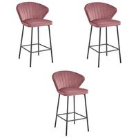 set de 3 taburete de bar terciopelo valora gatta asiento de terciopelo rosa oscuro