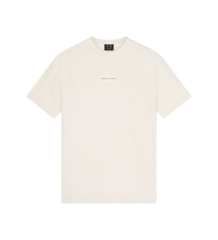A|X Armani Exchange para hombre. XM002471AF10356U1074 Camiseta Premium crema (S), Blanco, Casual, Algodón, Manga corta