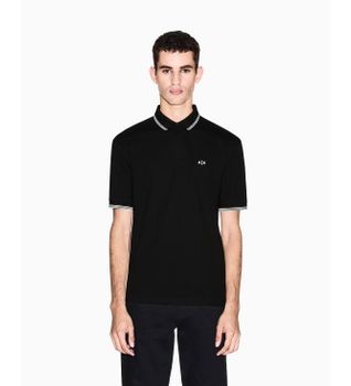 A|X Armani Exchange para hombre. XM001287AF17321UC001 Polo Basic negro (S), Casual, Algodón, Manga corta