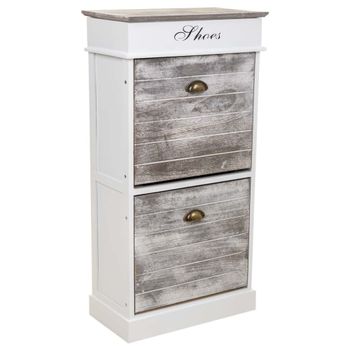 Zapatero de madera color blanco 50x28x98h cm