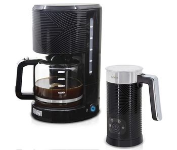 Briebe skt1188blk elegance set cafetera goteo 10 tazas café filtro espumador leche eléctrico espuma fría/caliente, 1000, negro