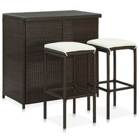 set mesa y sillas de bar jardin 3 piezas ratan sintetico marron vidaxl