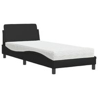 cama individual  cama para adultos  cama con colchon cuero sintetico negro 80x200 cm
