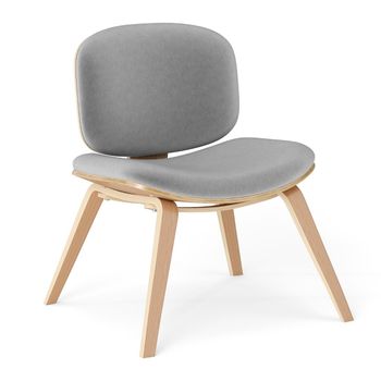 Costway Sillón Auxiliar sin Reposabrazos con Respaldo Curvado y Asiento Acolchado Ancho para Comedor Salón Despacho 59 x 55 x 77 cm Natural