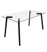 mesa comedor de cristal 140x80 cm patas metal negras