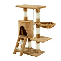 pawhut arbol para gatos con rascador nido plataforma caseta escalera y cuerda de juego 30x55x96cm diseno compacto marron   aosom espana