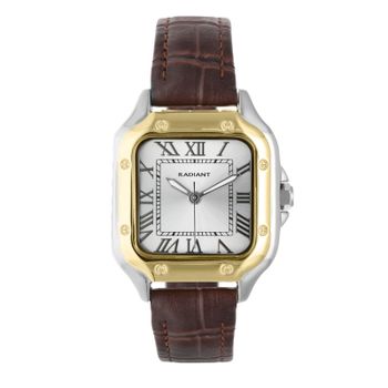 Radiant Reloj Hombre Caja De Metal Pulsera Genuine Leather De Color Marrón Resistente Al Agua 5 Atm Ra676204