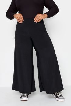 Pantalones Palazzo En Negro Pernera Super Amplia, Mujer Curvy Y Tallas Grandes, Yours