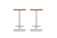 pack 2 taburetes 63 cm  asiento salmon estructura blanco