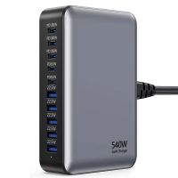 gan tech cargador bakeey de 540w con 10 puertos usb pd 5usb-a5usb-c pd30 qc30 fcp bc12 estacion de carga rapida de