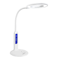 aigostar flexo 10kzp - lampara de escritorio led 7w pantalla lcd con calendario temperatura alarma tactil 360lm 5 niveles de intensidad 2 modos de iluminacion luz blanca y calida color blanco