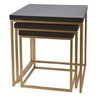 well home juego de 3 bancos en madera y metal color negro