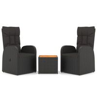 juego salon jardin 3 piezas  mueble de jardin madera acacia ratan sintetico negro