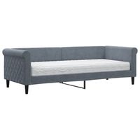 cama individual  cama para adultos  sofa cama con colchon terciopelo gris oscuro 80x200 cm