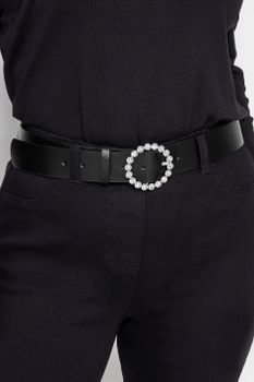 Cinturón Negro Hebilla Strass