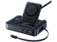 docking station - baseus nomos nh21 4-en-1 universal tiporc usb y qi2 carga inalambrica simultanea con cable retractil negro cosmic
