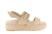 sandalias de dos tiras con fondo trenzado y complemento taupe 36