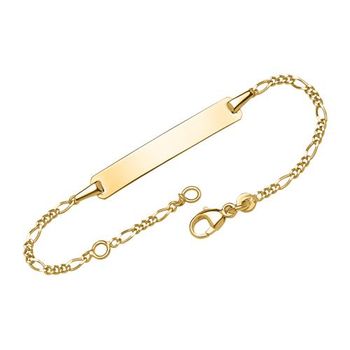 Pulsera 9 quilates placa de oro grabado 4mm de ancho