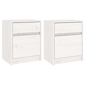 Mesitas De Noche 2 Uds Madera Maciza Pino Blanco 40x31x50 Cm Vidaxl