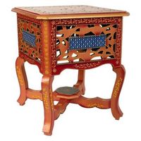 mesita de madera pintado artesanal de 1 cajon marron 38x38x445