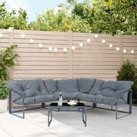 conjunto de muebles de jardin karg mesa y sofa modular - gris oscuro casapro