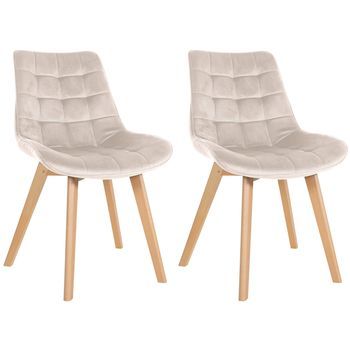 Set De 2 Sillas De Comedor Brook En Terciopelo Crema 63x54x84 Cm Clp