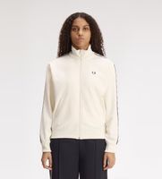 fred perry para mujer j1106 chaqueta de chandal con cinta deportiva blanco roto 36 beige casual poliester reciclado sostenible