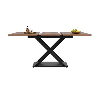 Mesa de comedor retráctil - mdf y metal - tapa con efecto de veta de madera - marrón