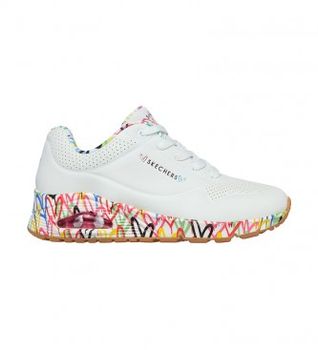 Skechers para mujer. 155506 Zapatillas Uno Loving Love blanco (36), Tela, Plano, Cordones, Casual