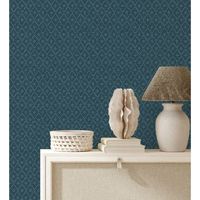 papel pintado vinilico ecologico de diseno de rombos efecto fibra vegetal con relieve - kaylan 681471 de gaulan - rollo de 10 m x 052 m