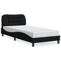 estructura de cama con cabecero de tela negro 90x190 cm