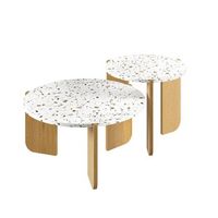 set 2 mesas de centro nido mdf urban meuble terrazzo 70cm y 50cm - natural