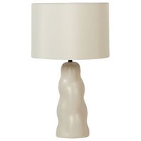 lampara de mesa de ceramica estilo moderno minimalista con pantalla de papel de lino color beige vilar