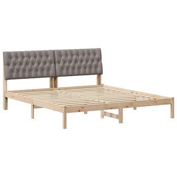 Cama Matrimonial | Cama Para Adulto | Estructura De Cama Con Cabecera Tapizada Marrón 180 X 200 Cm