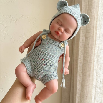2 Conjuntos de Ropa con Ojos Cerrados, Muñeca Bebé Reborn de Silicona de 33 cm, Muñeca Niña con Boca Abierta, Cuerpo Suave al Tacto, Piel Pintada en 3D, Muñeca Realista
