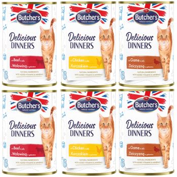 Butcher's Delicious Dinners para gatos 24 x 400 g - Pack mixto (3 variedades)