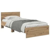 estructura de cama simple para adultos con cabecera - roble artesanal 90 x 190 cm