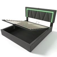 con funcion de carga usb type-c e iluminacion led cama de matrimonio para adolescentes de 160x200cm sin colchon