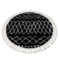 alfombra berber ethnic g3802 circulo negroblanco franjas bereber mar circulo 160 cm