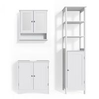conjunto de muebles de bano bianco 3 partes con mueble alto vicco