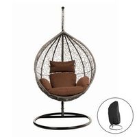 silla colgante de poliratan con funda de lluvia cielo - grismarron