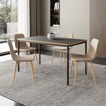 Juego De Comedor Lindesberg Mesa Rectangular Con 4 Sillas - Marrón Claro [en.casa]