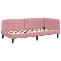 cama individual  cama para adulto  estructura de cama en esquina rosa 100 x 200 cm terciopelo